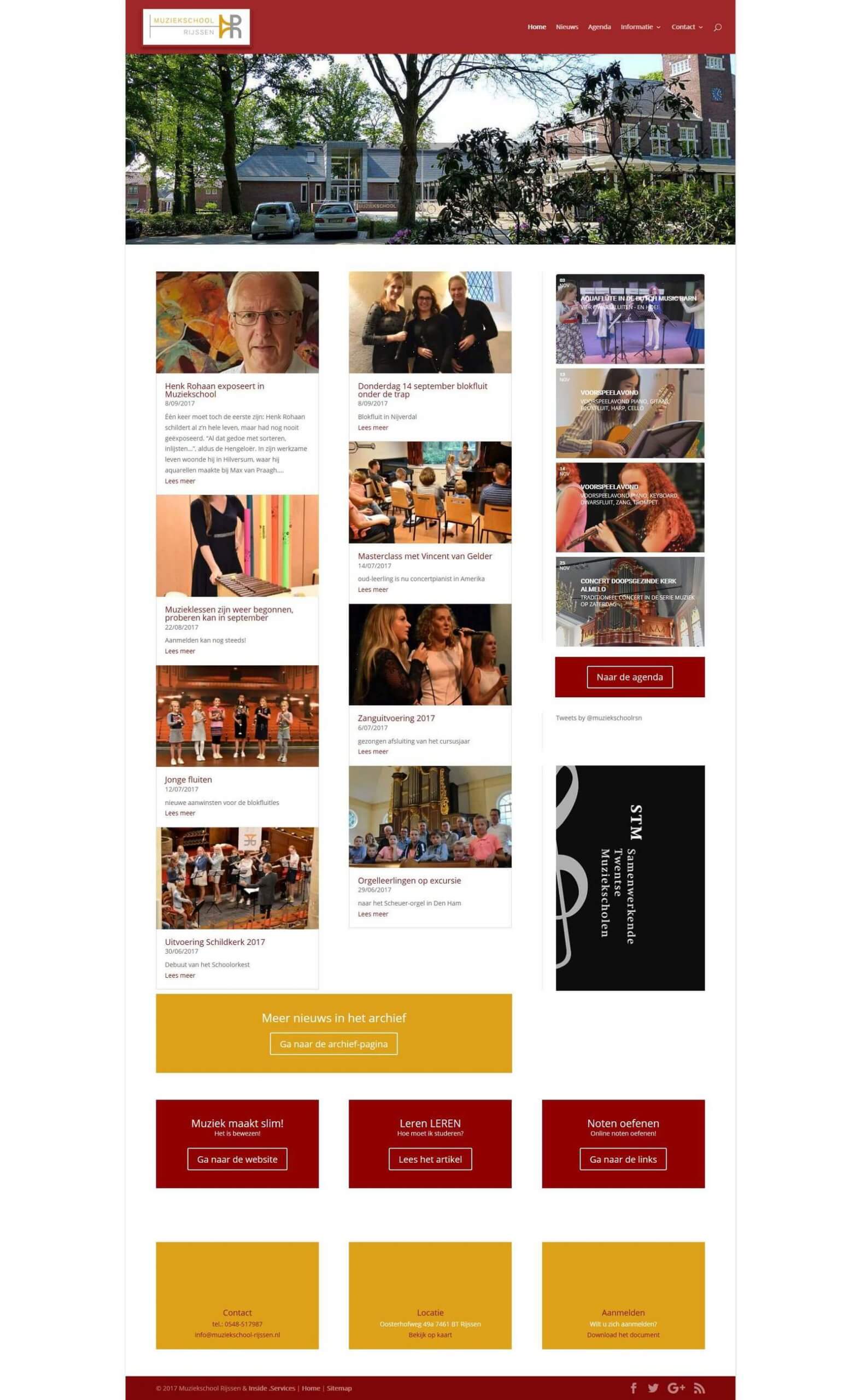 Afbeelding Homepagina website Muziekschool Rijssen